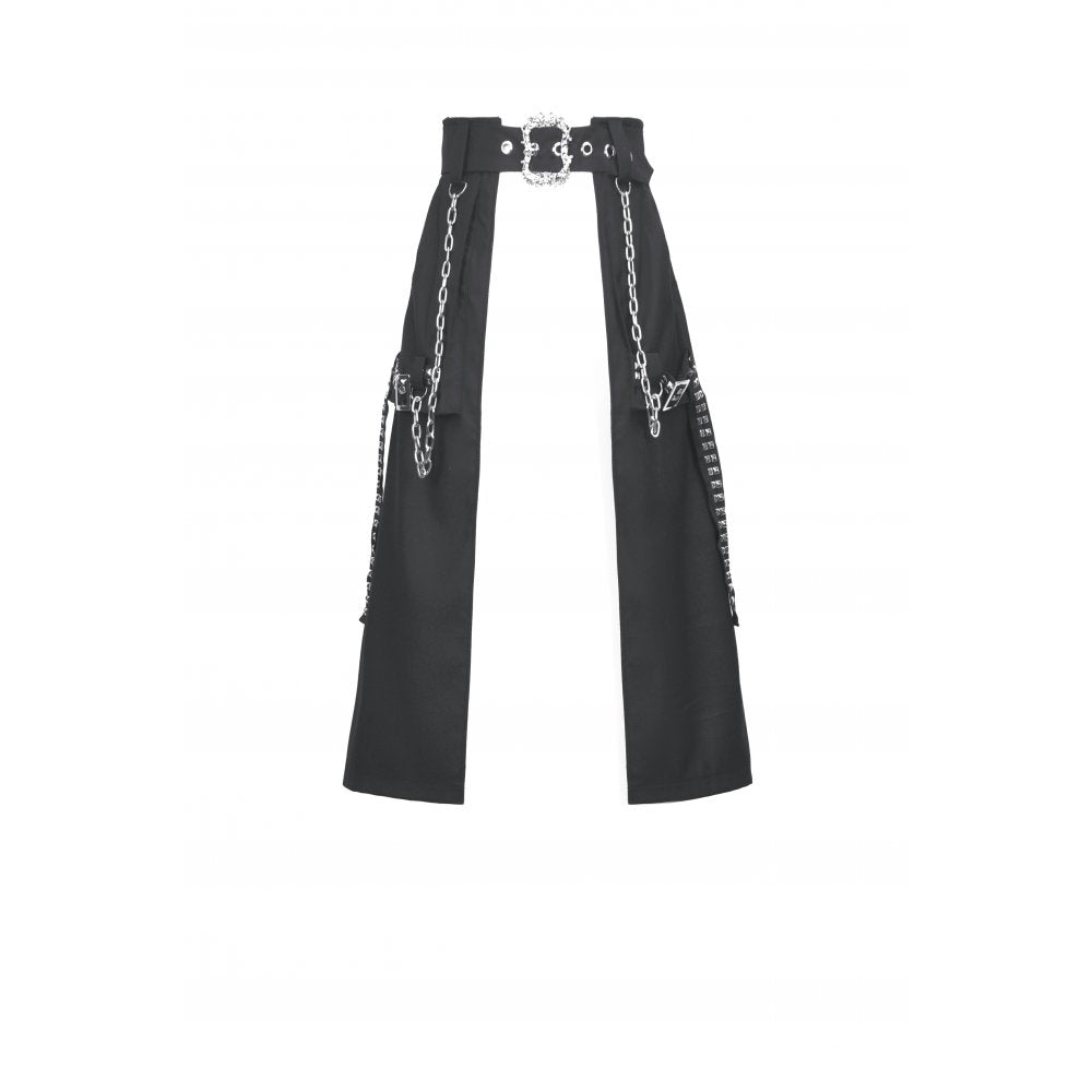 Dark in Love Chain Belt Layered Goth Skirt in Black - DevilGothic DevilGothic