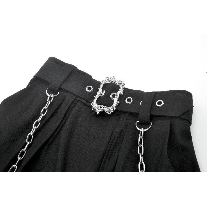 Dark in Love Chain Belt Layered Goth Skirt in Black - DevilGothic DevilGothic