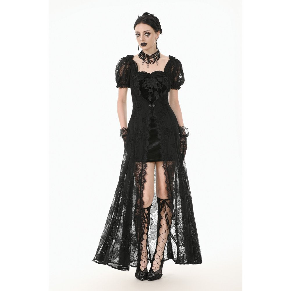 Dark in Love Morwenna Lace Gothic Maxi Dress in Black - DevilGothic DevilGothic