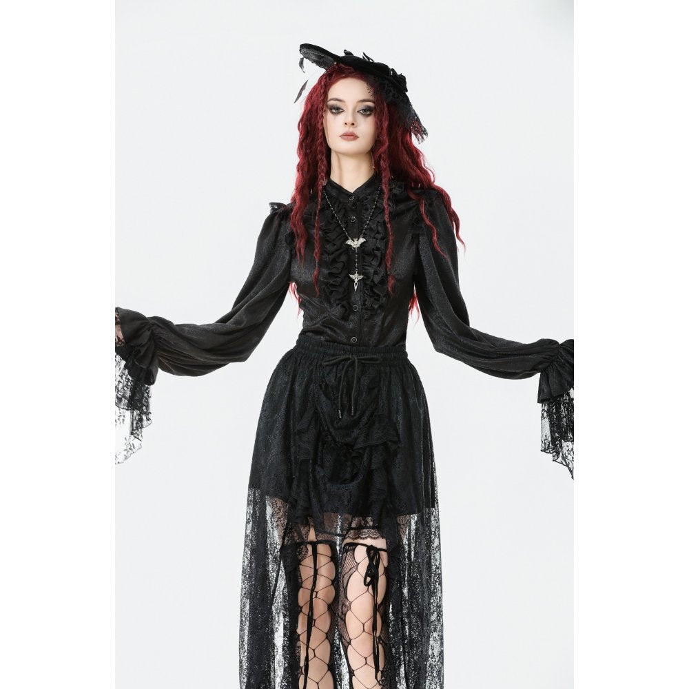 Dark in Love Sabina High-Low Sheer Lace Skirt - DevilGothic DevilGothic