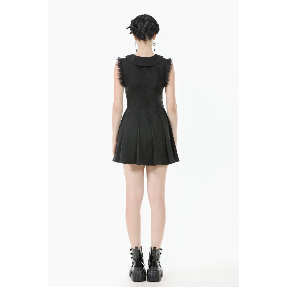 Dark In Love Gwendolyn Lace Panel Goth Mini Dress in Black - DevilGothic DevilGothic