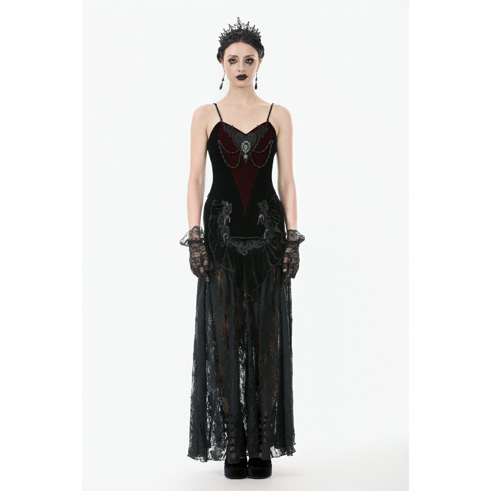 Dark in Love Morrigan Velvet & Lace Chain-Detail Top - DevilGothic DevilGothic
