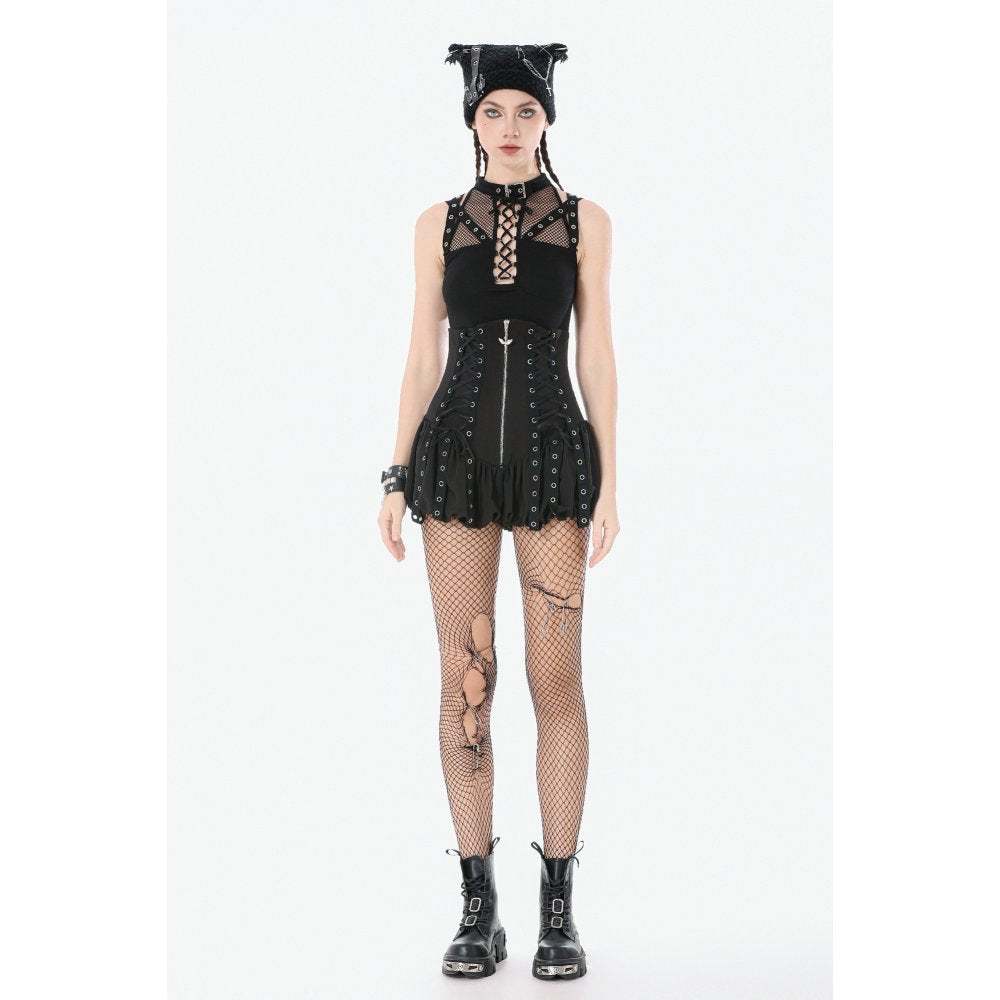Dark in Love Ruth Mesh Strap Gothic Sleeveless Top - DevilGothic DevilGothic