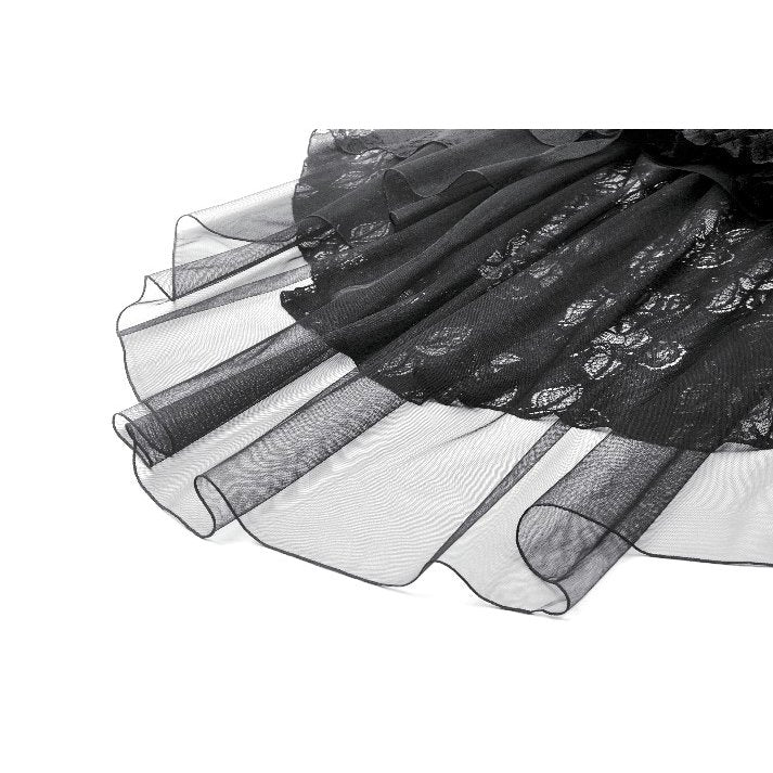 Dark in Love Belladonna Tiered Lace High-Low Goth Skirt in Black - DevilGothic DevilGothic