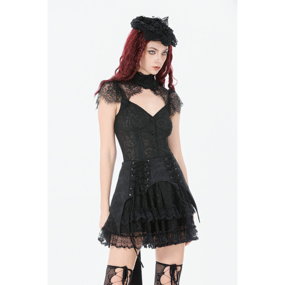 Dark in Love Thornspell Gothic Layered Lace Overskirt - DevilGothic DevilGothic