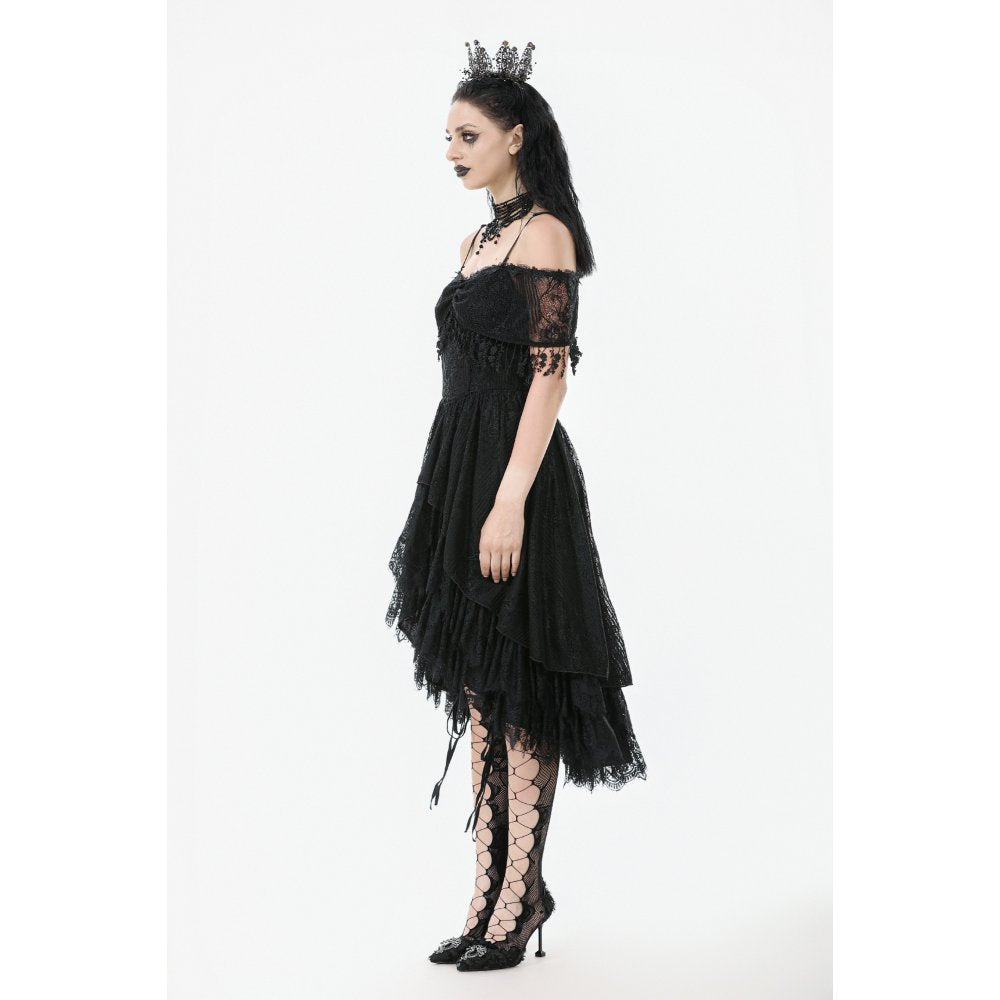 Dark in Love Soraya Gothic Lace High-Low Dress - DevilGothic DevilGothic