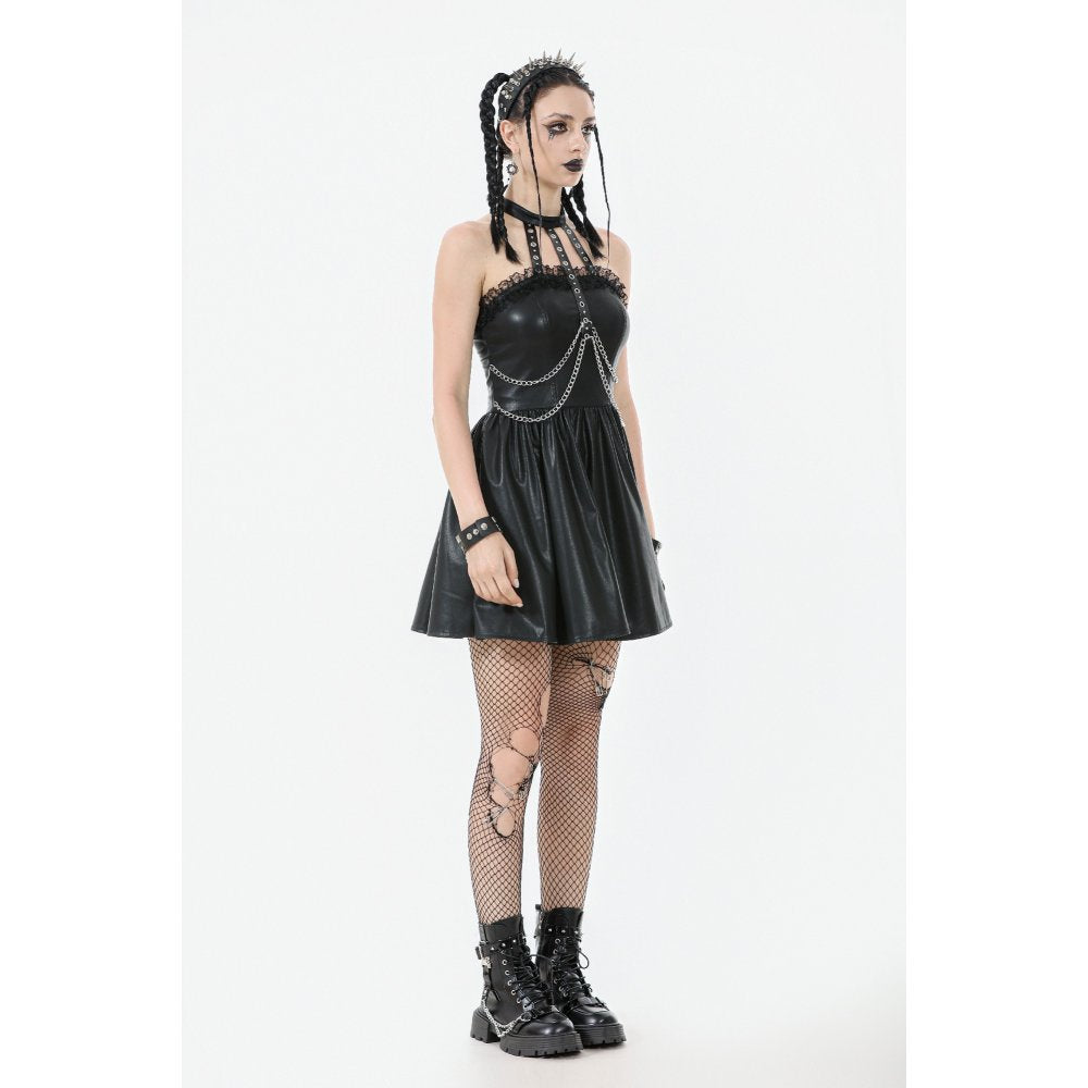 Dark in Love Valentina Red Velvet Mesh Panel Goth Dress - DevilGothic DevilGothic