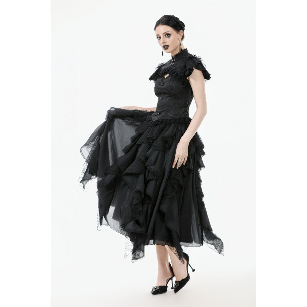 Dark in Love Seraphine Lace Shoulder Goth Top - DevilGothic DevilGothic