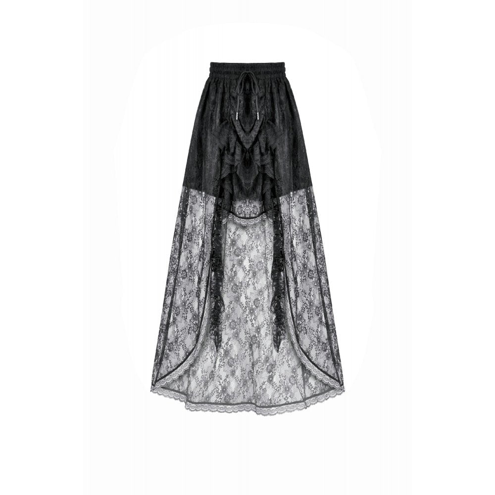 Dark in Love Sabina High-Low Sheer Lace Skirt - DevilGothic DevilGothic
