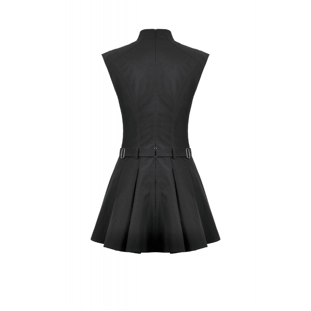 Dark in Love Cassia Buckled Pleated Dress - DevilGothic DevilGothic