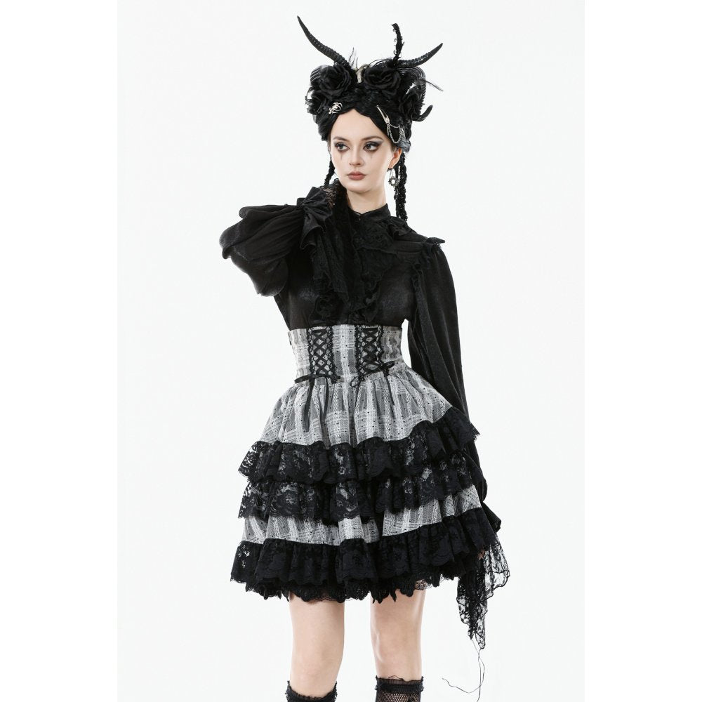 Dark in Love Hexa Layered Tartan Skirt - DevilGothic DevilGothic