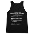 Care Instructions White Print Ladies Vest Top | Fitted Cotton Tank - DevilGothic DevilGothic