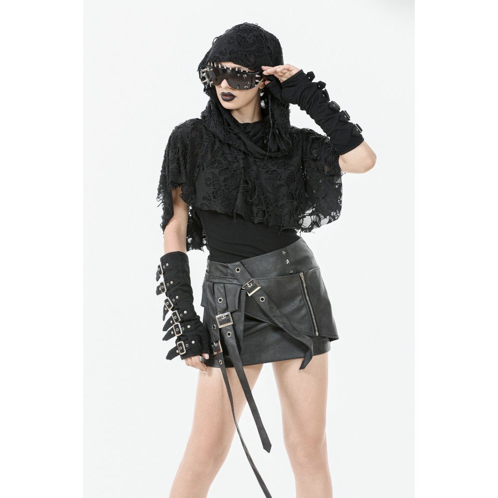 Dark in Love Nyx Distressed Shredded Hooded Poncho - DevilGothic DevilGothic