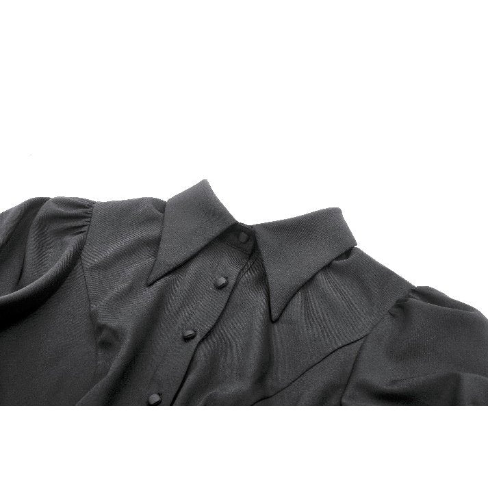 Dark in Love Viktoria Lace Ruffle Gothic Blouse in Black - DevilGothic DevilGothic
