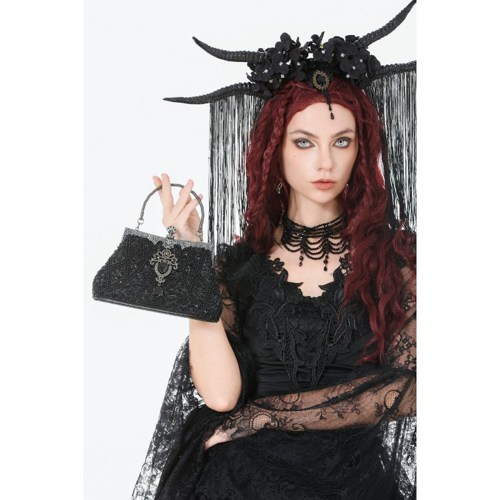 Dark In Love Celestine Vintage Beaded Gilded Evening Bag - DevilGothic DevilGothic