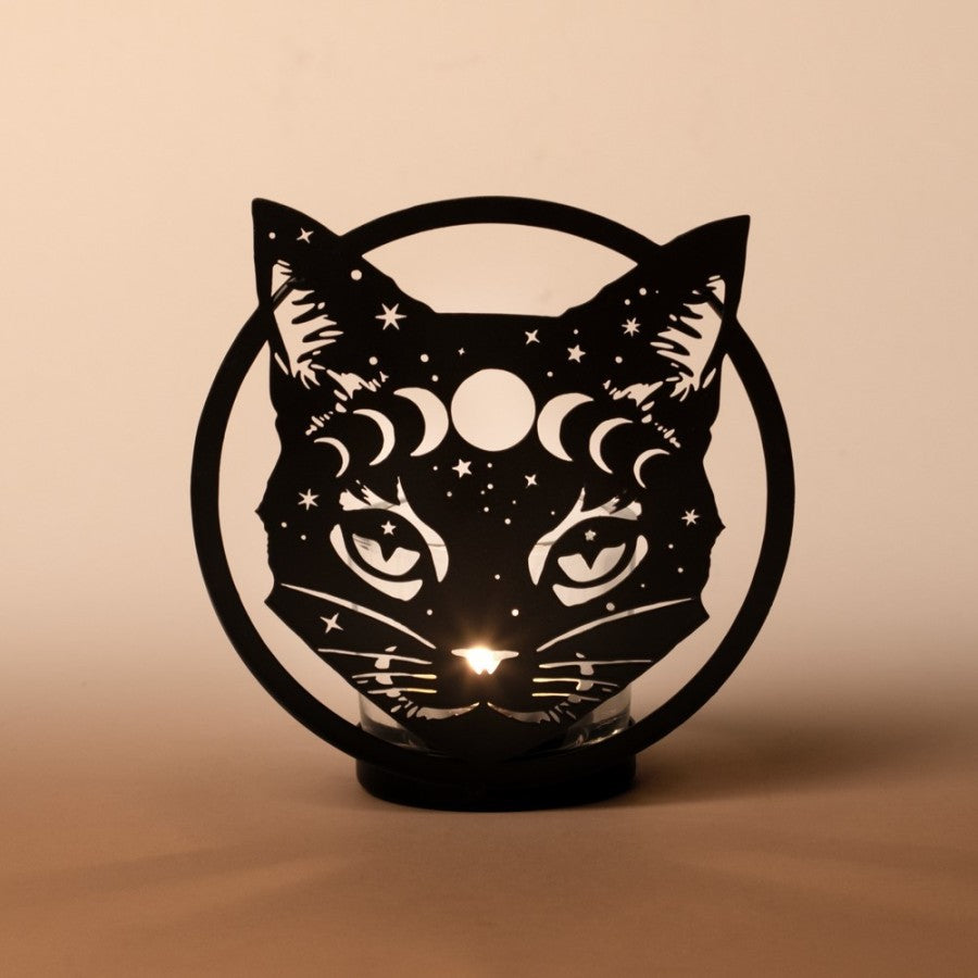 Alchemy Gothic Celestial Cat Tealight Holder - DevilGothic DevilGothic