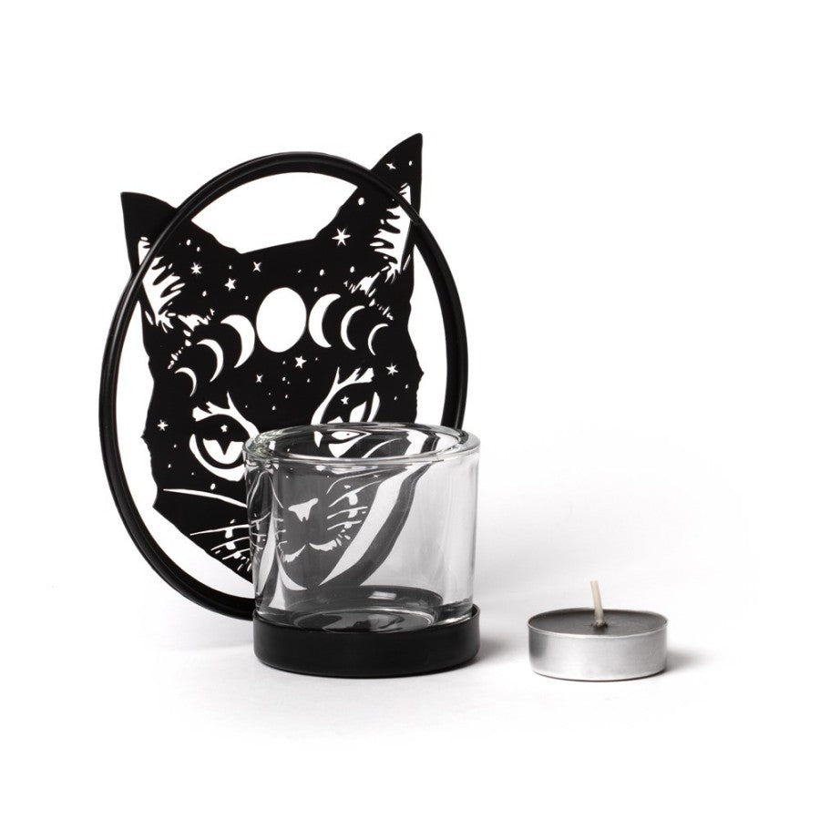 Alchemy Gothic Celestial Cat Tealight Holder - DevilGothic DevilGothic
