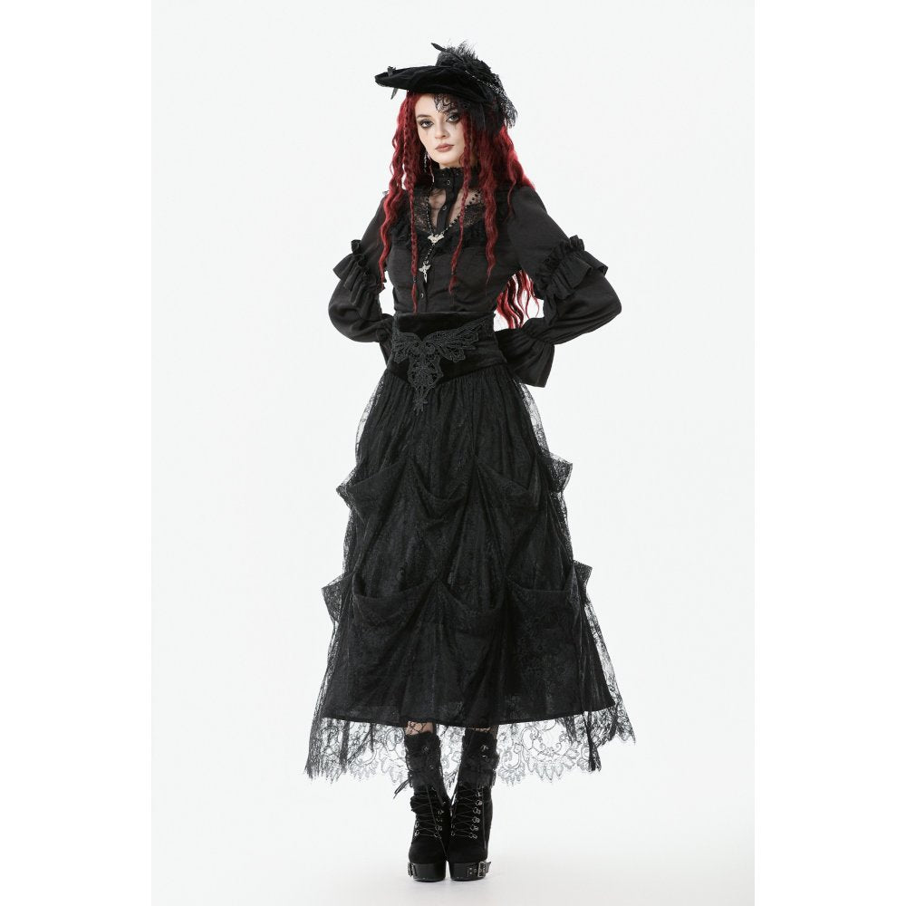 Dark in Love Gloriana Draped Maxi Skirt - DevilGothic DevilGothic
