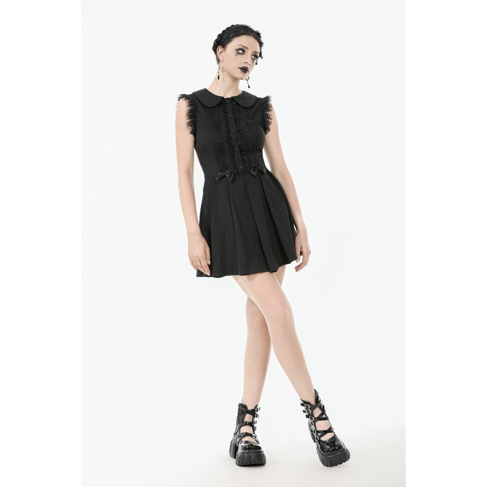 Dark In Love Gwendolyn Lace Panel Goth Mini Dress in Black - DevilGothic DevilGothic