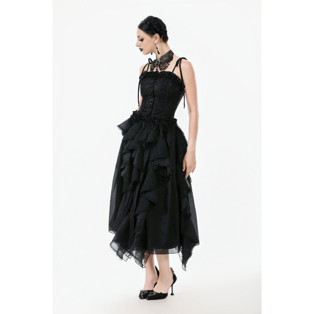 Dark in Love Selene Ruffled Floral Jacquard Corset Top - DevilGothic DevilGothic