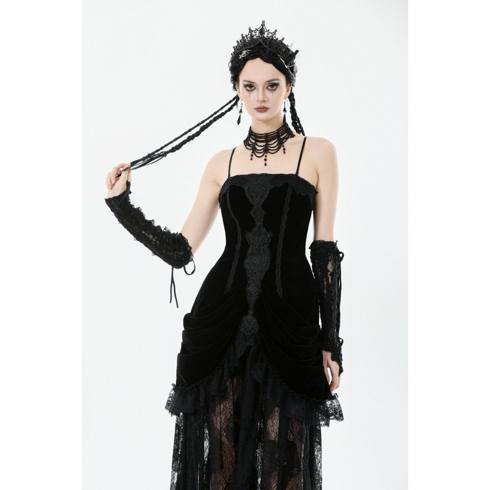Dark in Love Vampiress Royal Velvet and Lace Maxi Dress - DevilGothic DevilGothic