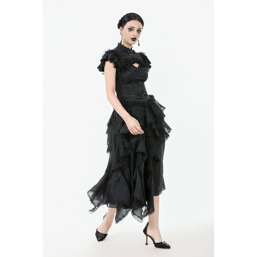 Dark in Love Seraphine Lace Shoulder Goth Top - DevilGothic DevilGothic
