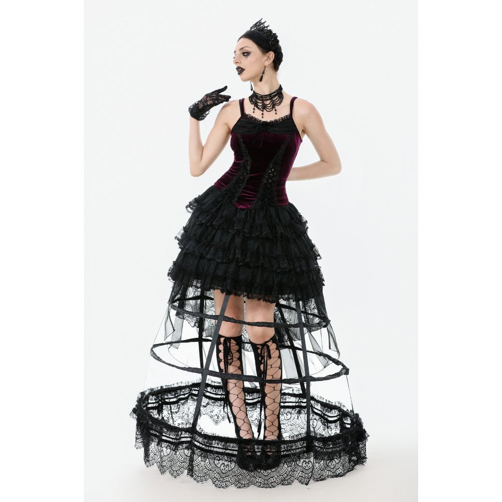 Dark in Love Serilda Velvet Lace Corset Top in Wine Red - DevilGothic DevilGothic