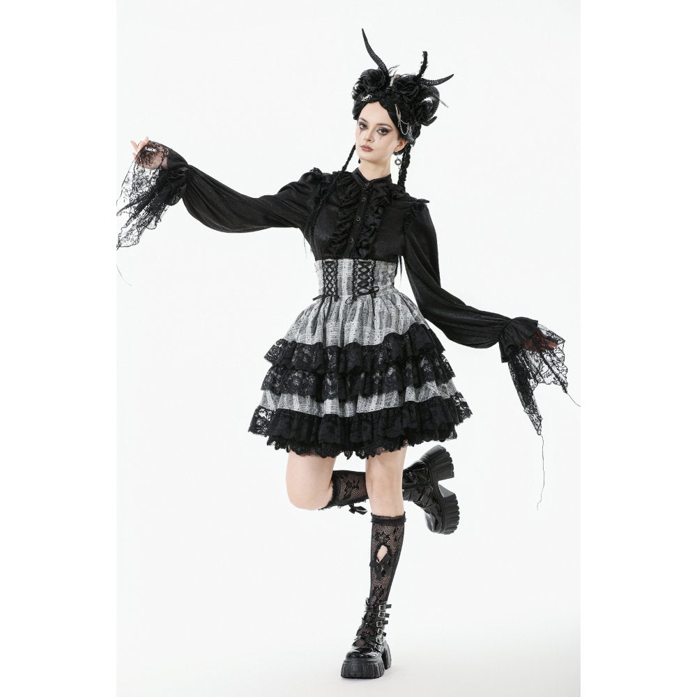 Dark in Love Hexa Layered Tartan Skirt - DevilGothic DevilGothic