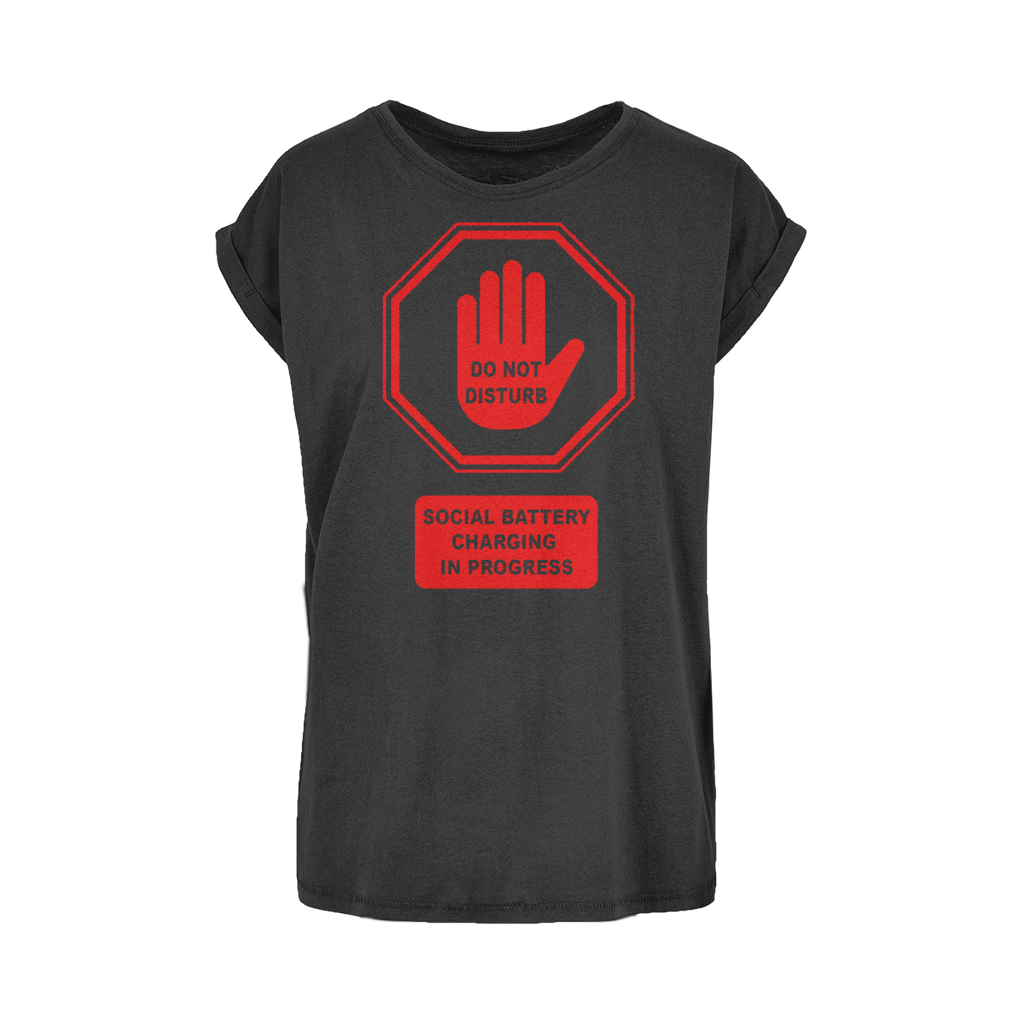 Do Not Disturb - Red Print Women's Extended Shoulder T-Shirt XS-5XL - DevilGothic DevilGothic