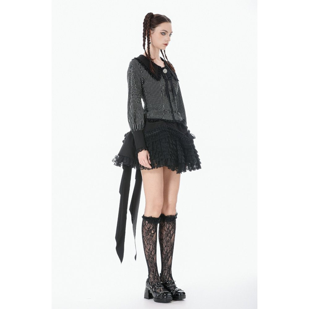 Dark In Love Beatrix Goth Satin Ruffled Overskirt - DevilGothic DevilGothic