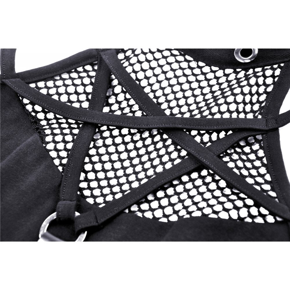 Dark in Love Enyo Mesh Strap Goth Halter Top in Black - DevilGothic DevilGothic