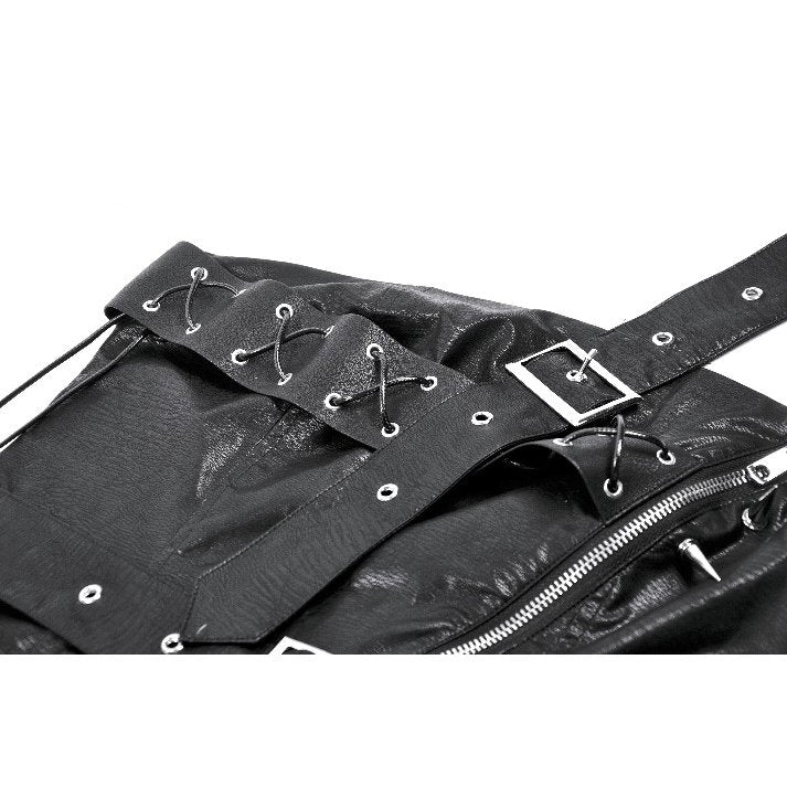 Dark in Love Vespera One-Shoulder Spiked Faux Leather Corset Top - DevilGothic DevilGothic