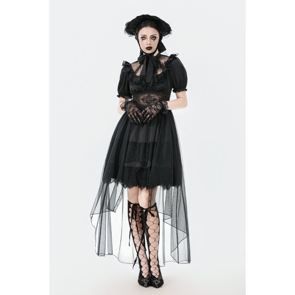 Dark in Love Ebon Rose High-Low Mesh & Lace Goth Dress - DevilGothic DevilGothic