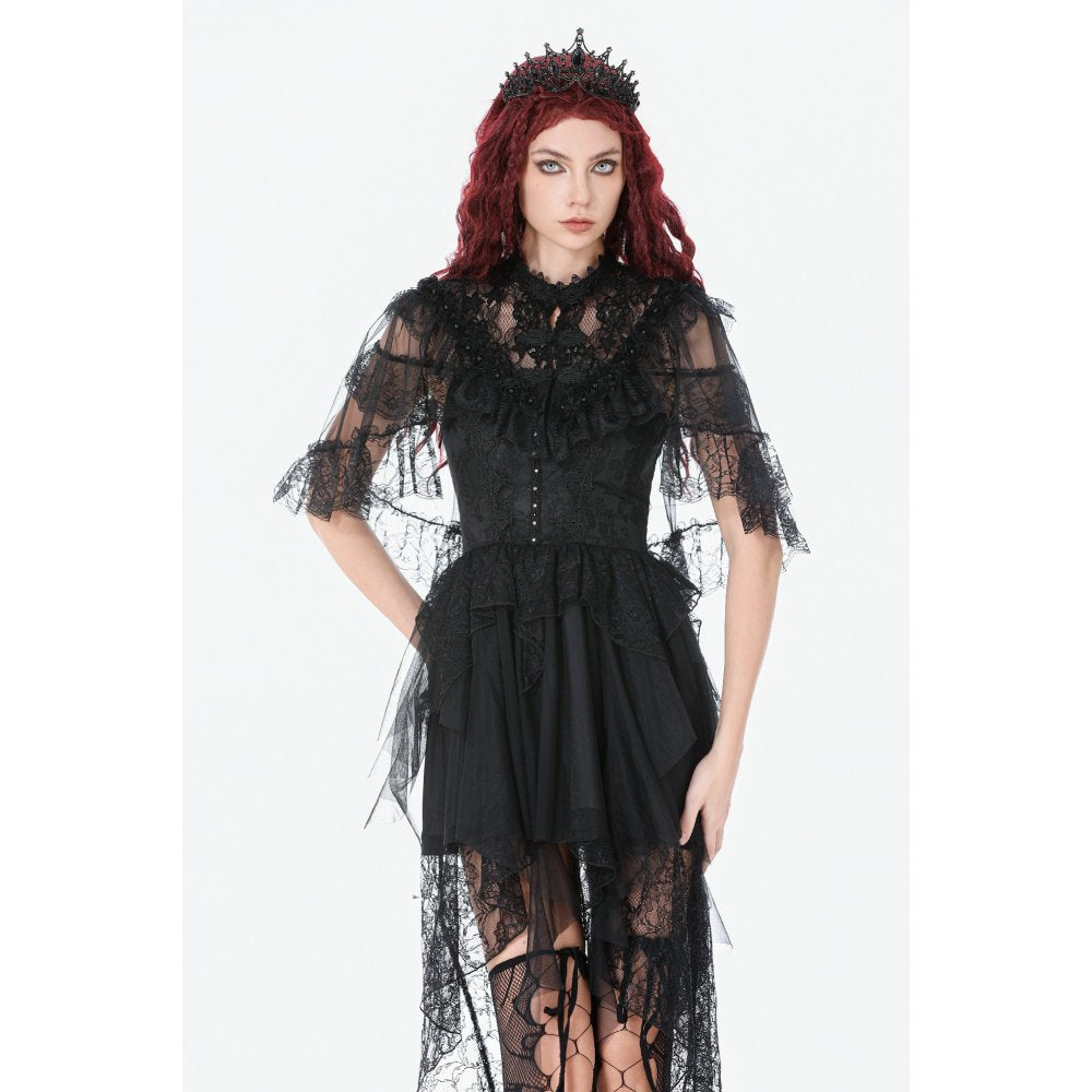 Dark in Love Morwenna Gothic Lace Ruffle Capelet - DevilGothic DevilGothic