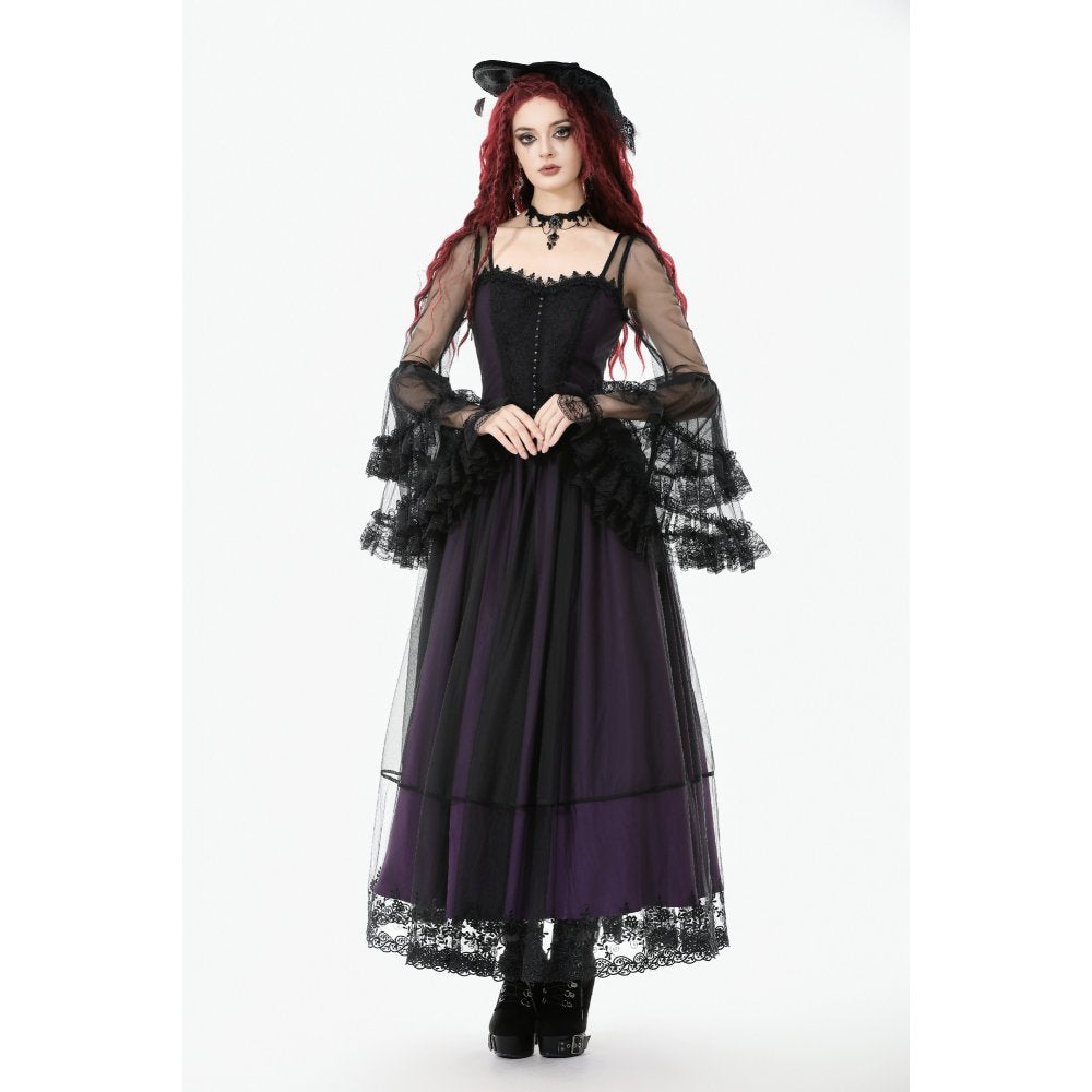 Dark in Love Lilith Bell Sleeve Gothic Maxi Dress - DevilGothic DevilGothic