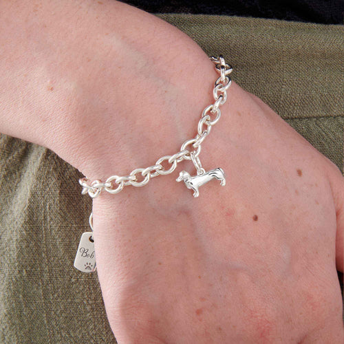 Dachshund Silver Dog Charm Bracelet