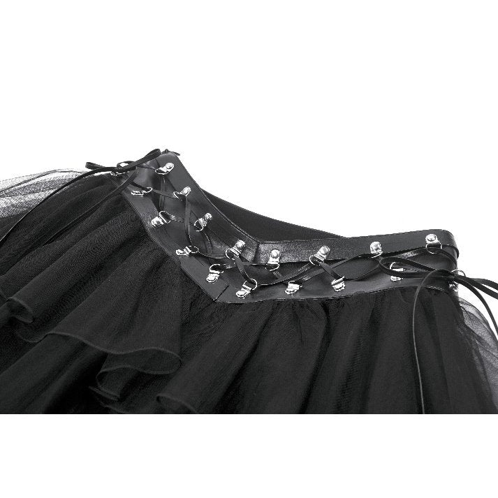 Dark in Love Bonded Tulle Layered Goth Mini Skirt in Black - DevilGothic DevilGothic