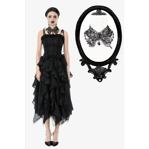 Dark in Love Lysandra Butterfly Lace Beaded Collar - DevilGothic DevilGothic