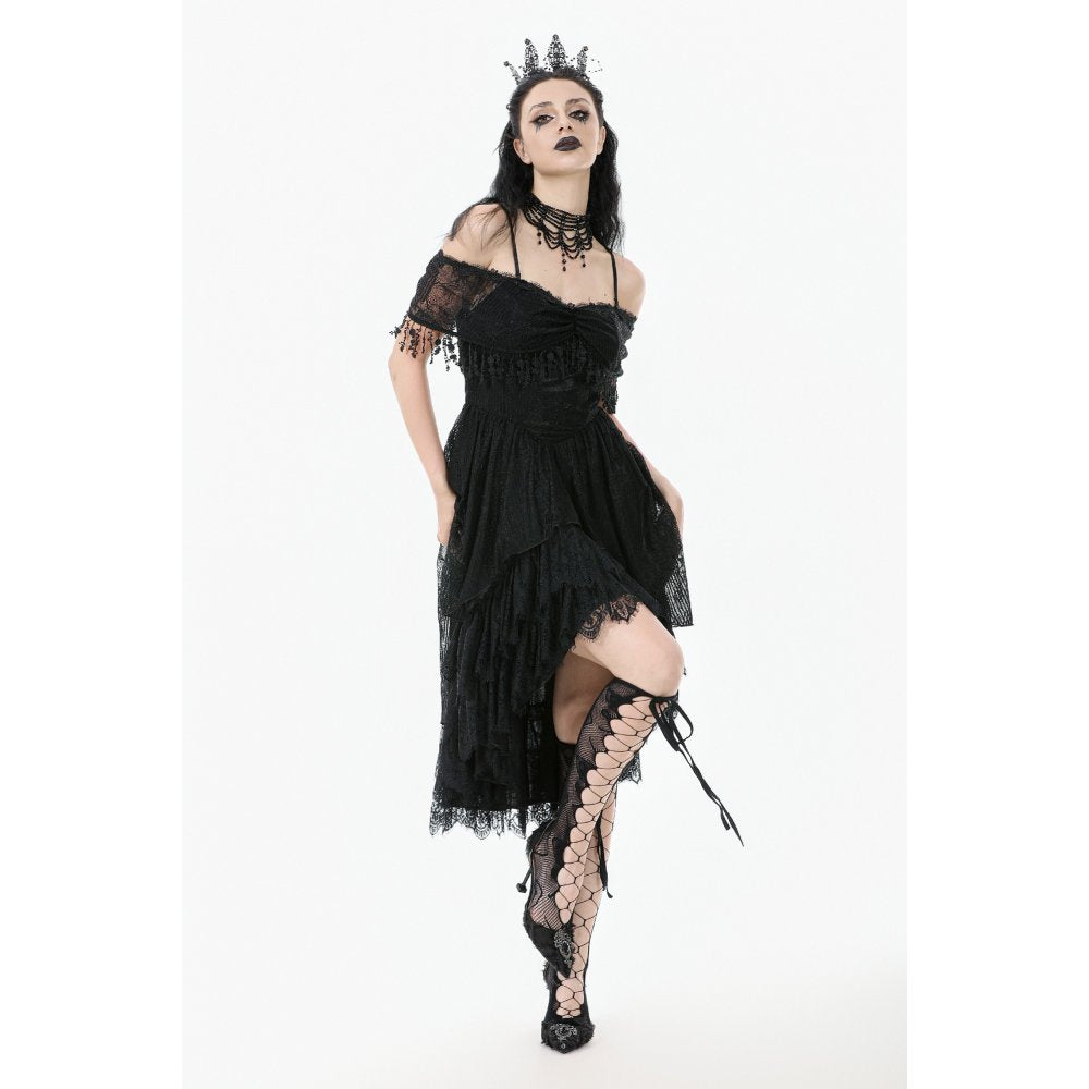 Dark in Love Soraya Gothic Lace High-Low Dress - DevilGothic DevilGothic
