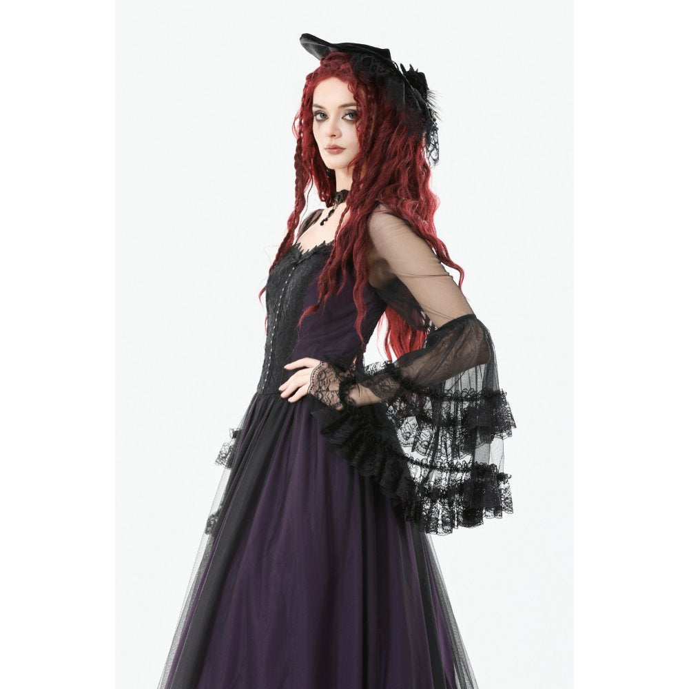 Dark in Love Lilith Bell Sleeve Gothic Maxi Dress - DevilGothic DevilGothic