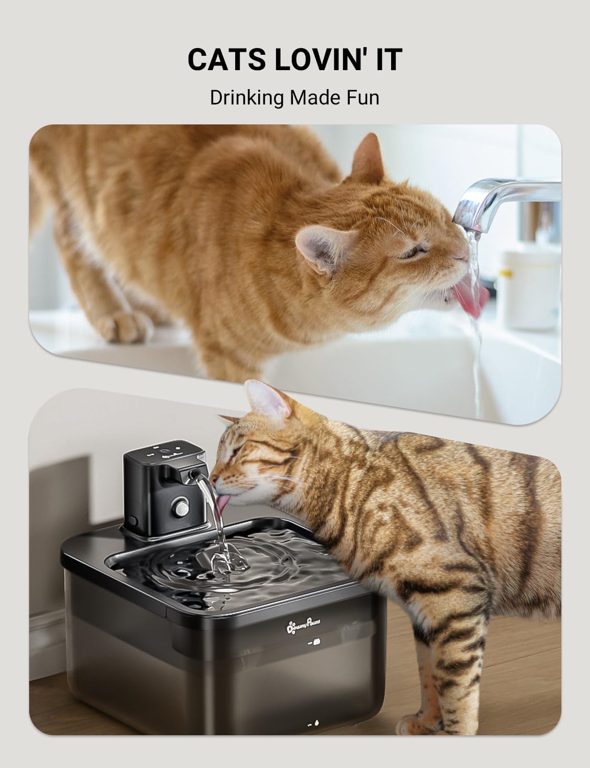 DownyPaws Cordless Cat Water Fountain – 84oz Fursink, Motion Sensor, BPA-Free