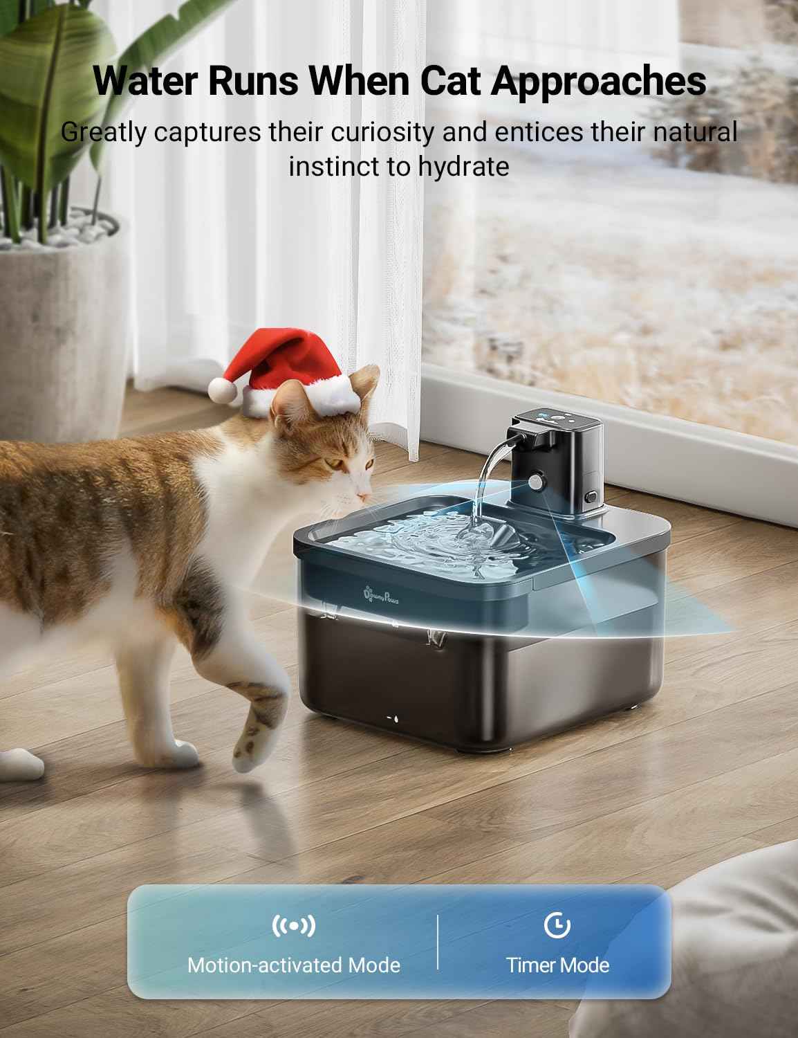 DownyPaws Cordless Cat Water Fountain – 84oz Fursink, Motion Sensor, BPA-Free