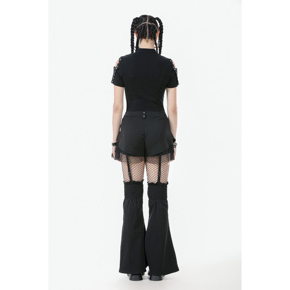 Dark in Love Seraphine Lace Off-Shoulder Goth Top in Black - DevilGothic DevilGothic