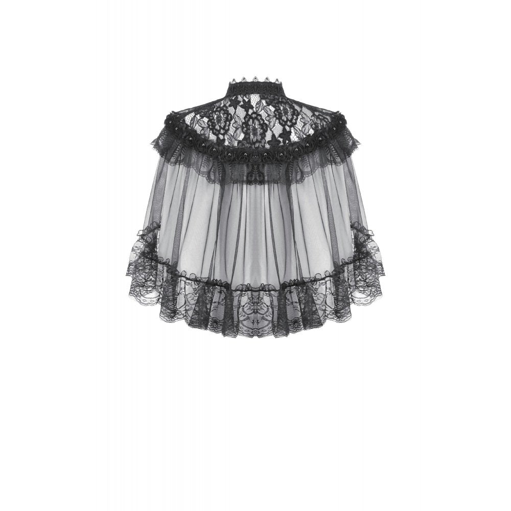 Dark in Love Morwenna Gothic Lace Ruffle Capelet - DevilGothic DevilGothic