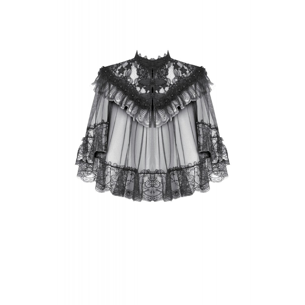 Dark in Love Morwenna Gothic Lace Ruffle Capelet - DevilGothic DevilGothic
