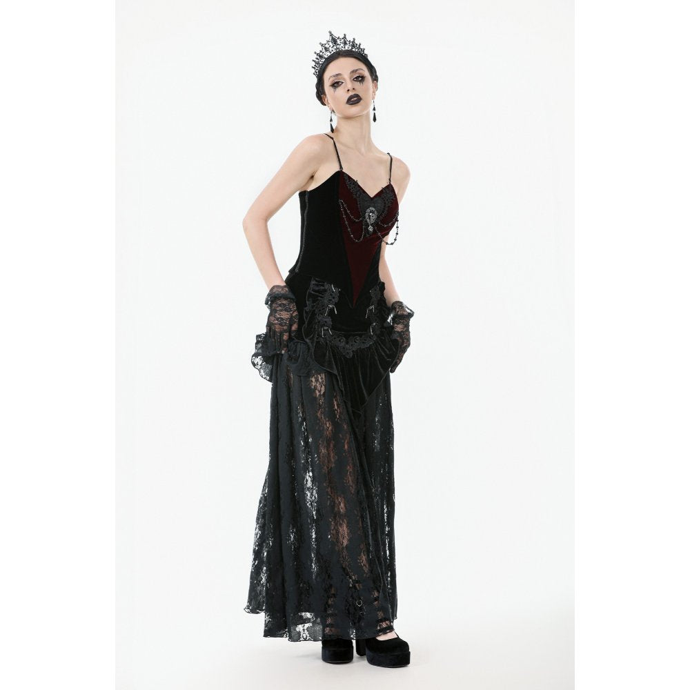 Dark in Love Morrigan Velvet & Lace Chain-Detail Top - DevilGothic DevilGothic