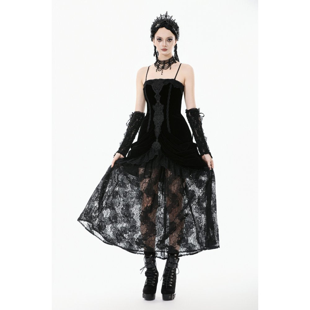Dark in Love Vampiress Royal Velvet and Lace Maxi Dress - DevilGothic DevilGothic