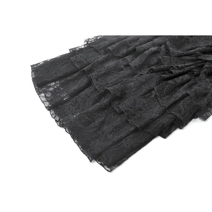 Dark in Love Vintage Gothic Lace Layered Maxi Skirt - DevilGothic DevilGothic