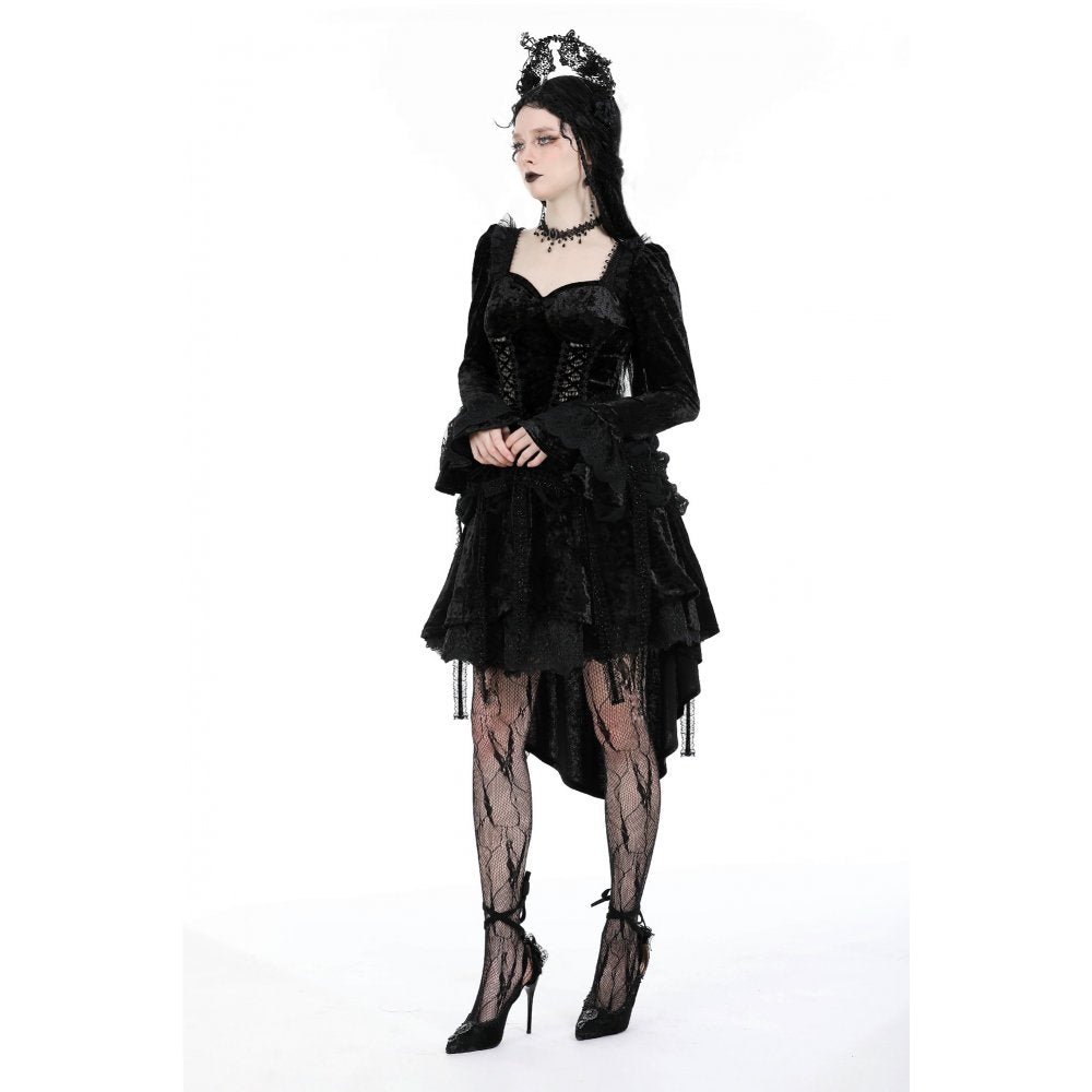 Dark in Love Seraphina Velvet Lace Goth Dress - DevilGothic DevilGothic