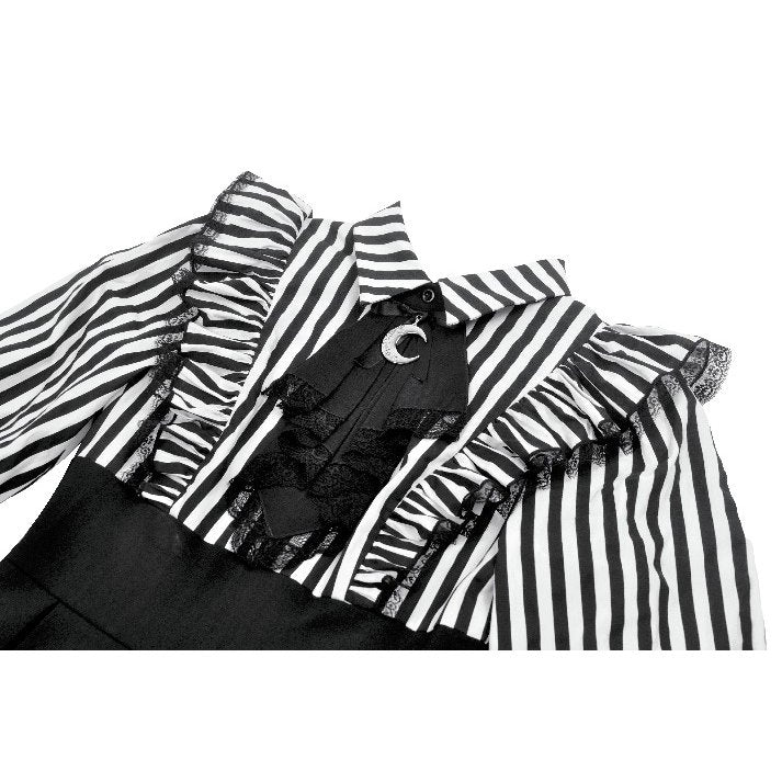 Dark in Love Striped Ruffle Gothic Lolita Dress - DevilGothic DevilGothic